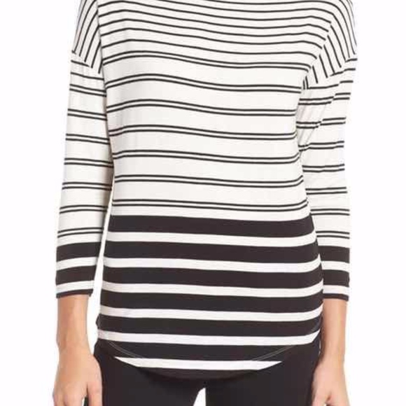 HALOGEN Bateau Neck Blouse Striped knit Top NEW - Picture 2 of 7